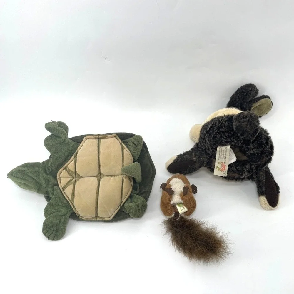 Vtg Folkmanis Folktails‎ Turtle Tortoise Plush Hand Puppet 1 Bunny 1 Chipmunk